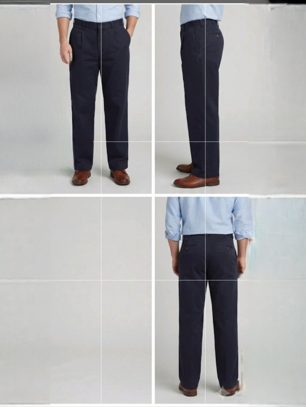 Adjust-A-Band Navy Blue Pleated Chino Trousers Pants Men's Size 32 Short